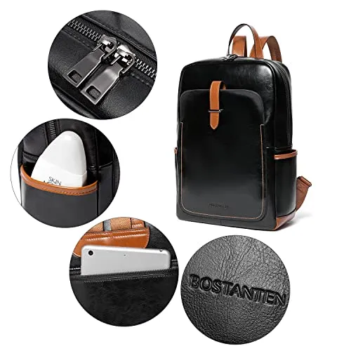 BOSTANTEN Leather Laptop Backpack for Women,15.6 inch Computer